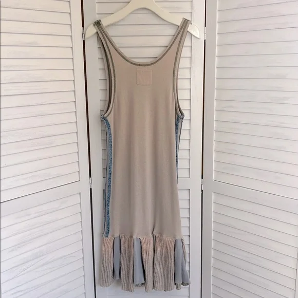 Free People We The Free Ribbed Distressed Neck Tank Dress Knit Hem Size Medium - Picture 4 of 11